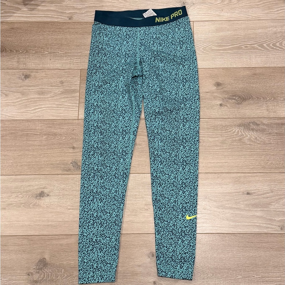 Nike Pro Dri Fit Girls Slim Leggings Teal Size Large
